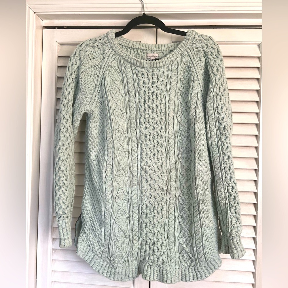 Mint Green LLBean Fishermen Sweater, size L